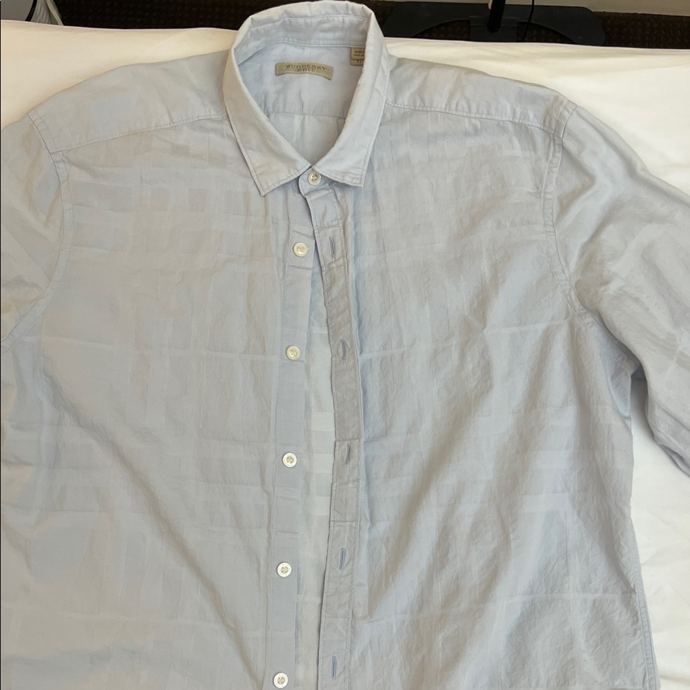 Burberry Pale Blue Men's Casual Button-Down Shirt